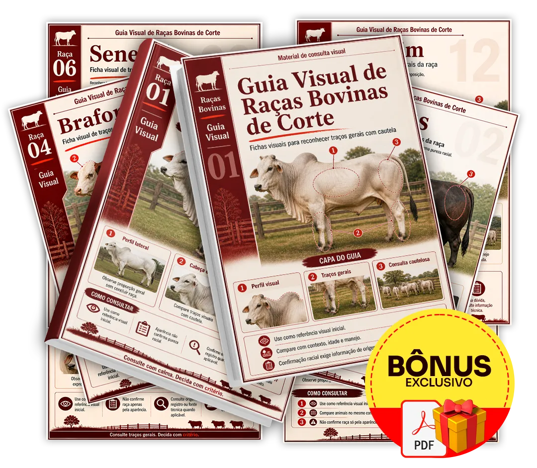 Mockup do bônus 1: Guia Visual de Raças Bovinas de Corte
